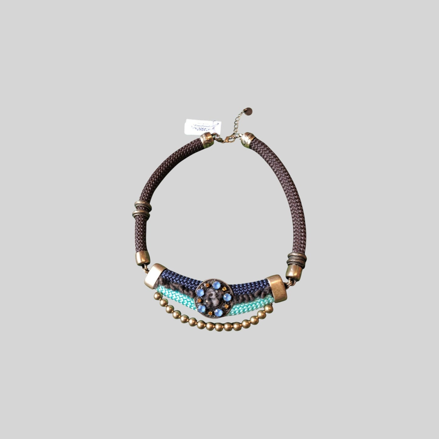 Necklace bronze with glass stones Brown