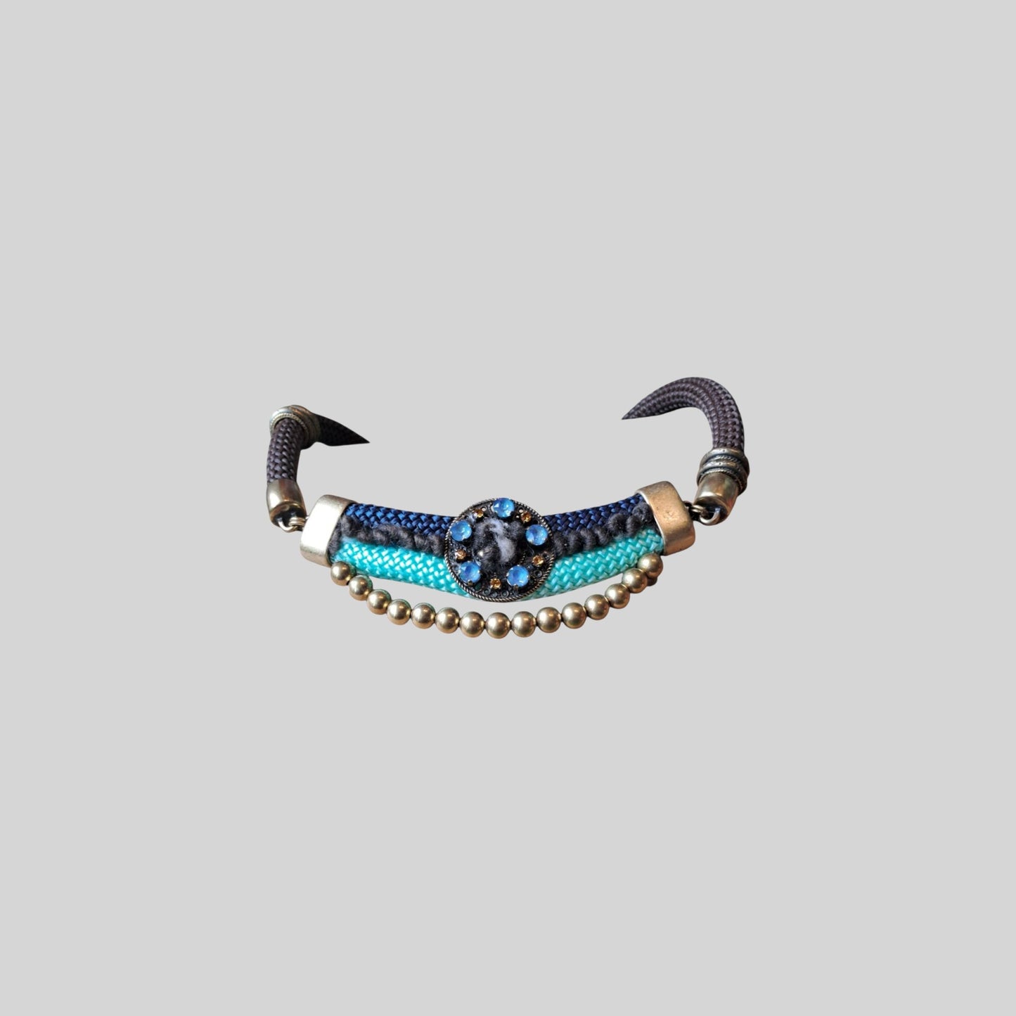 Necklace bronze with glass stones Brown