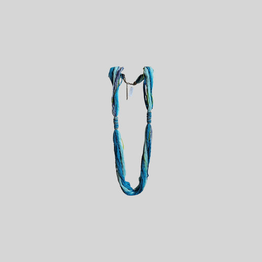 Necklace fabric long Blue