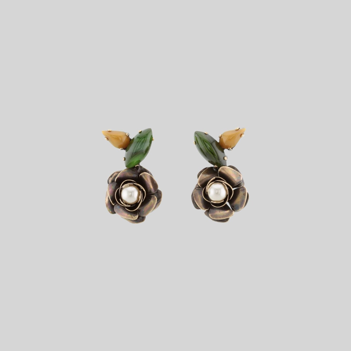 Flower earrings Khaki
