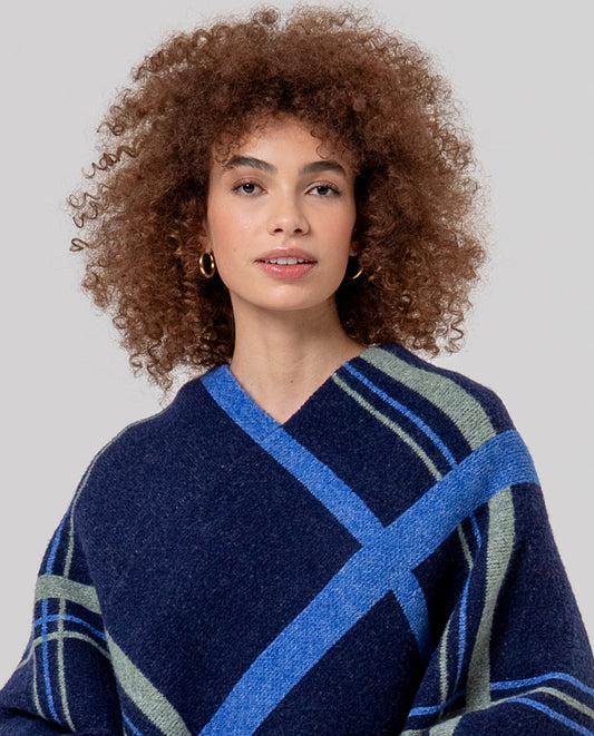 Fringed poncho Navy