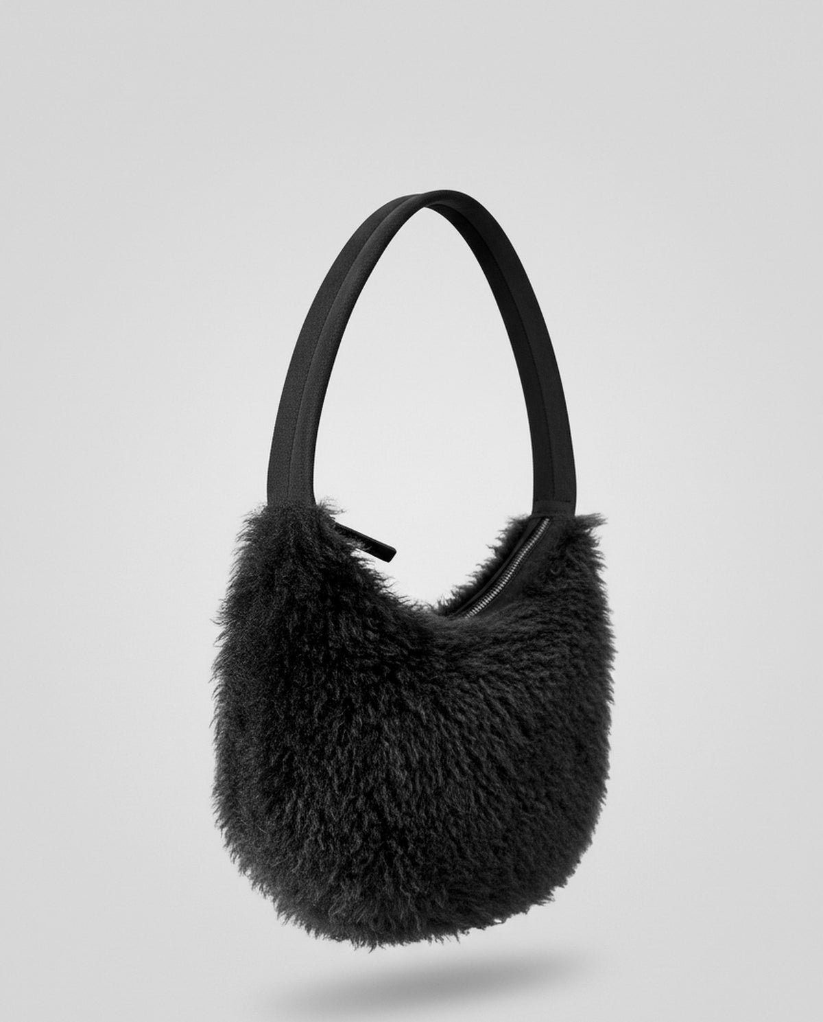 Fur shoulder bag Black