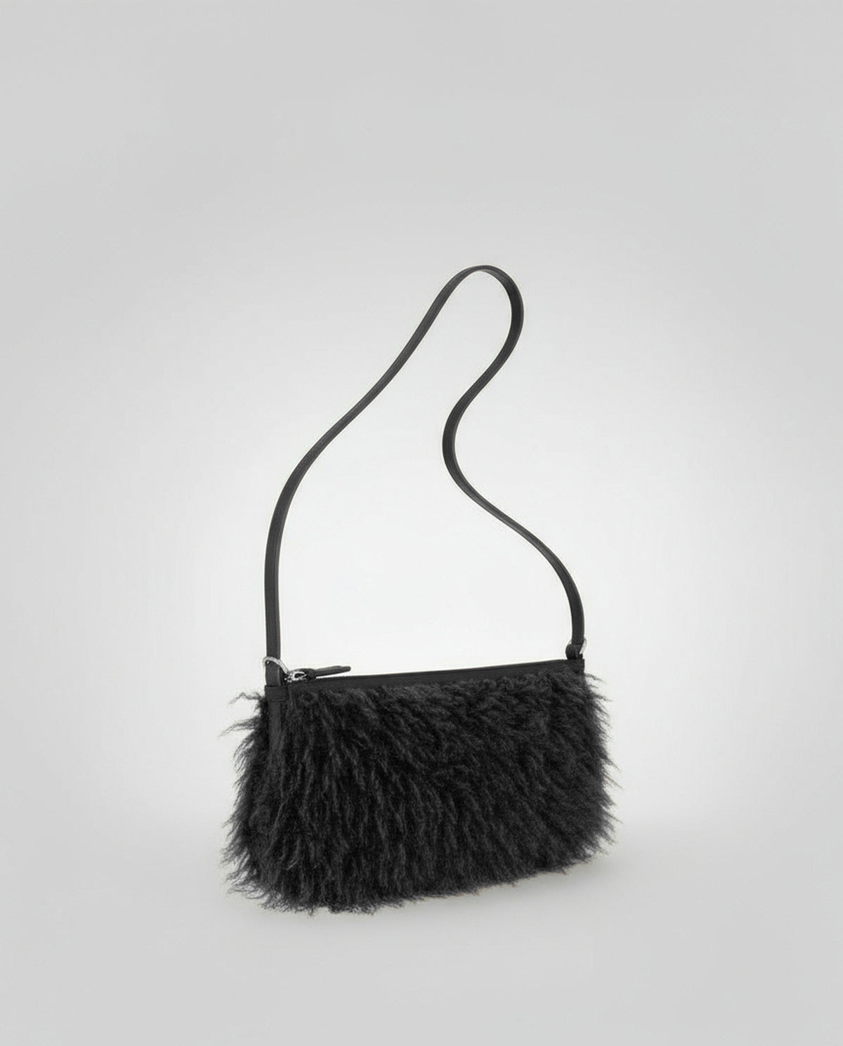 Baguette fur bag Black
