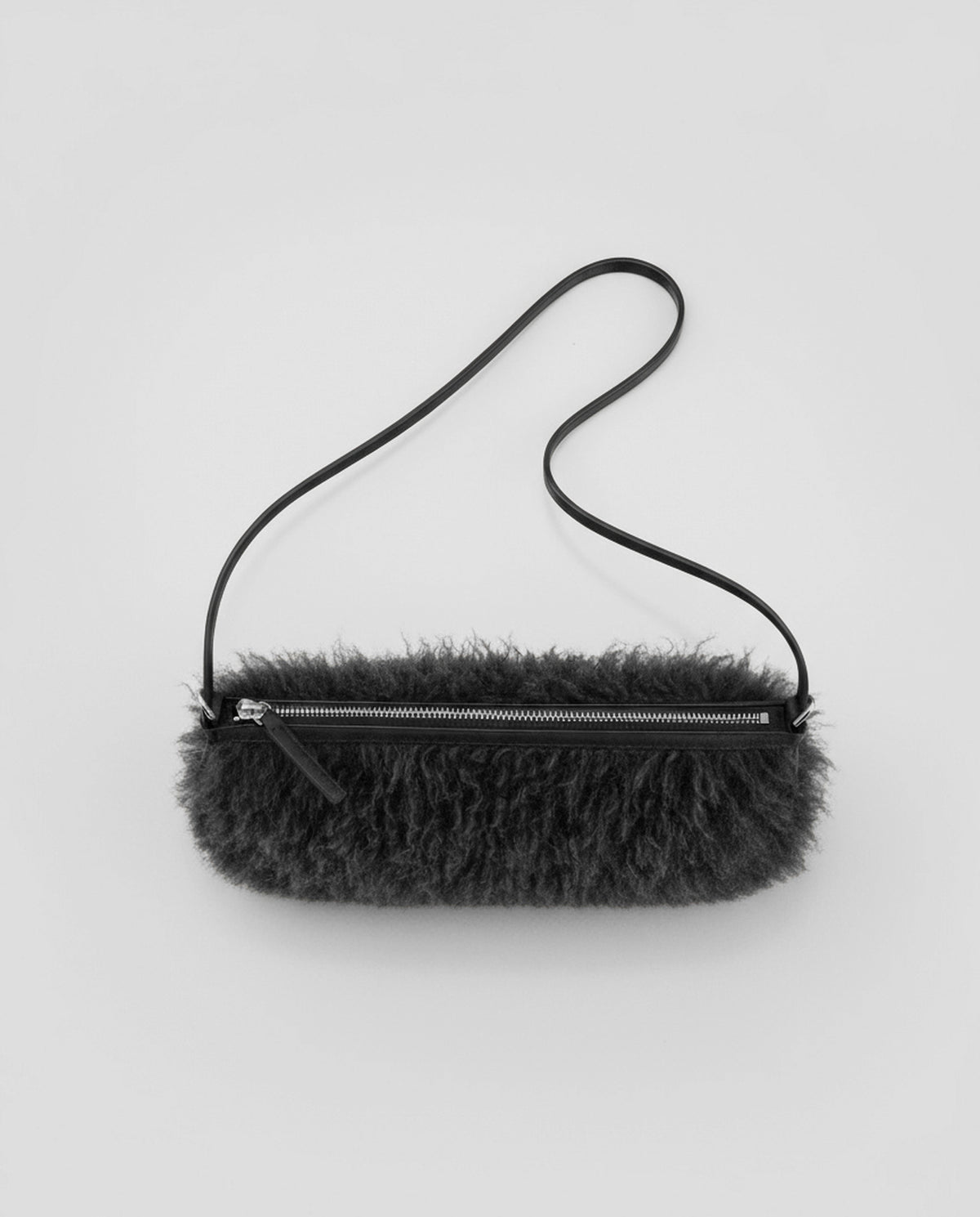 Baguette fur bag Black