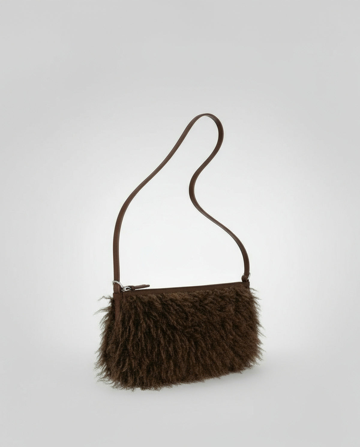 Baguette fur bag Brown