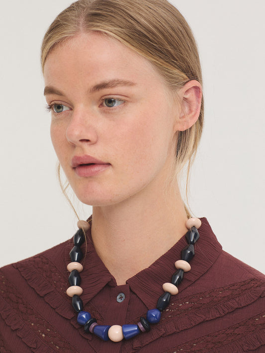 Geometric necklace Navy