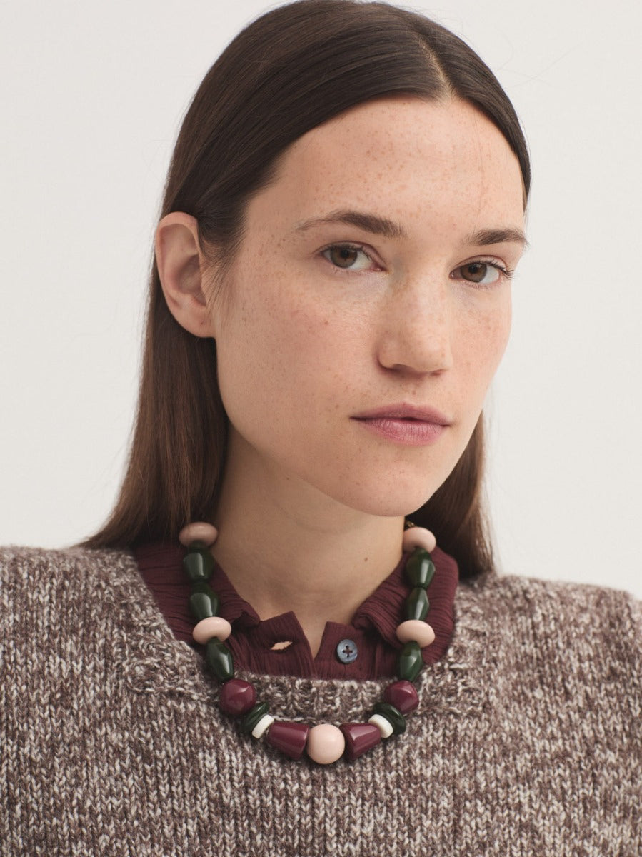Geometric necklace Burgundy