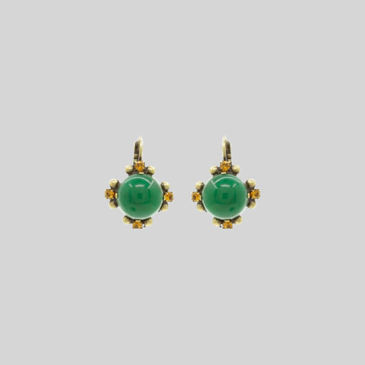Glass earrings Dark Green