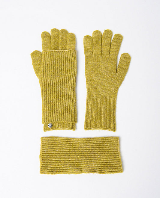Pair of light green knitted gloves with detachable matching mittens 