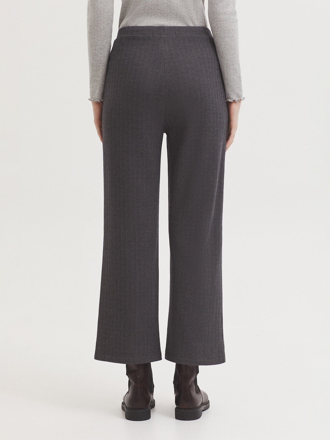 Circular herringbone jacquard trousers