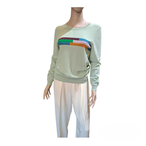 Sweater with positional color stripes