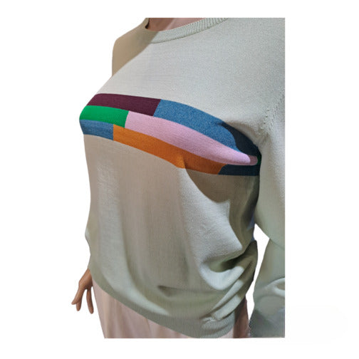 Sweater with positional color stripes