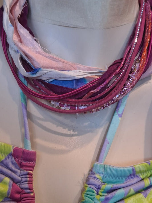 Necklace with fabrics