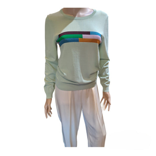 Sweater with positional color stripes