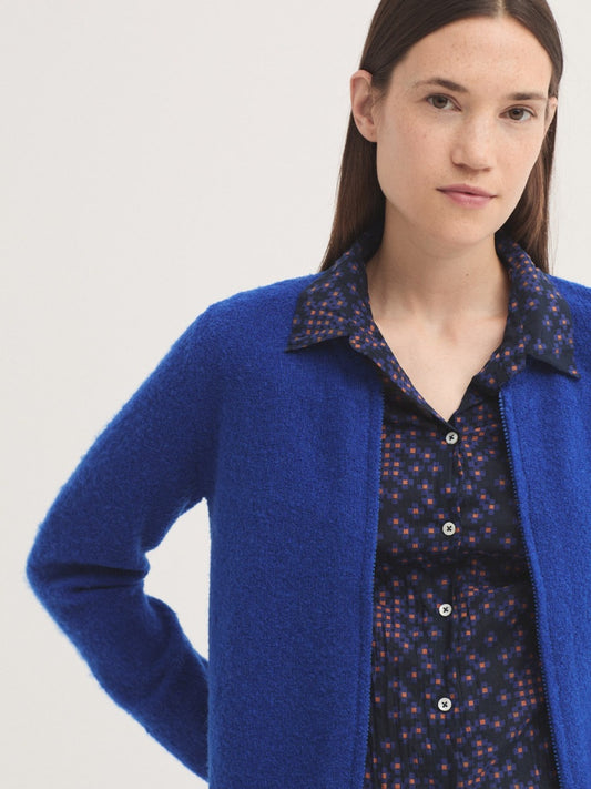 Zipped bouclé wool jacket