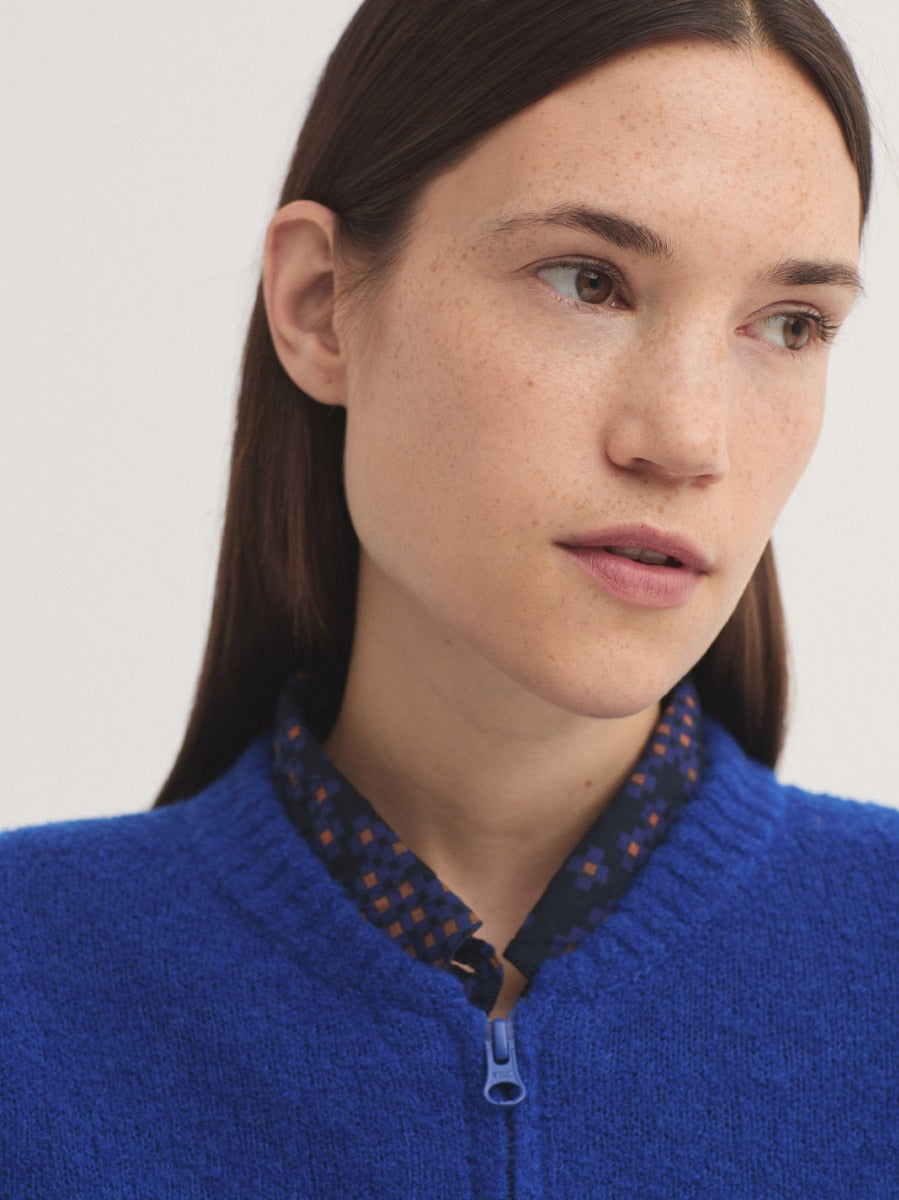 Zipped bouclé wool jacket