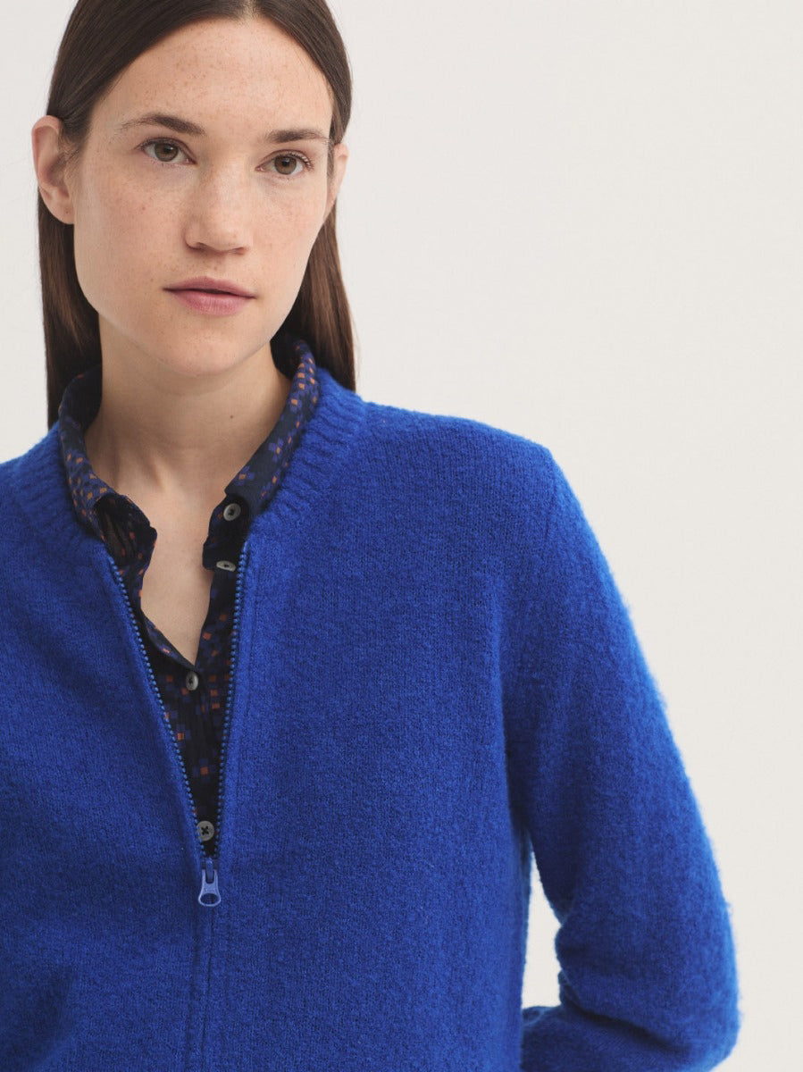 Zipped bouclé wool jacket