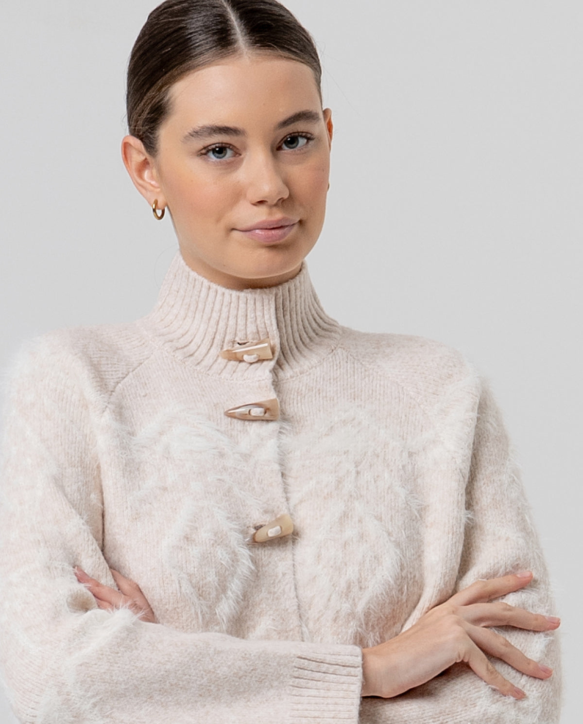 Jacquard cardigan Ecru