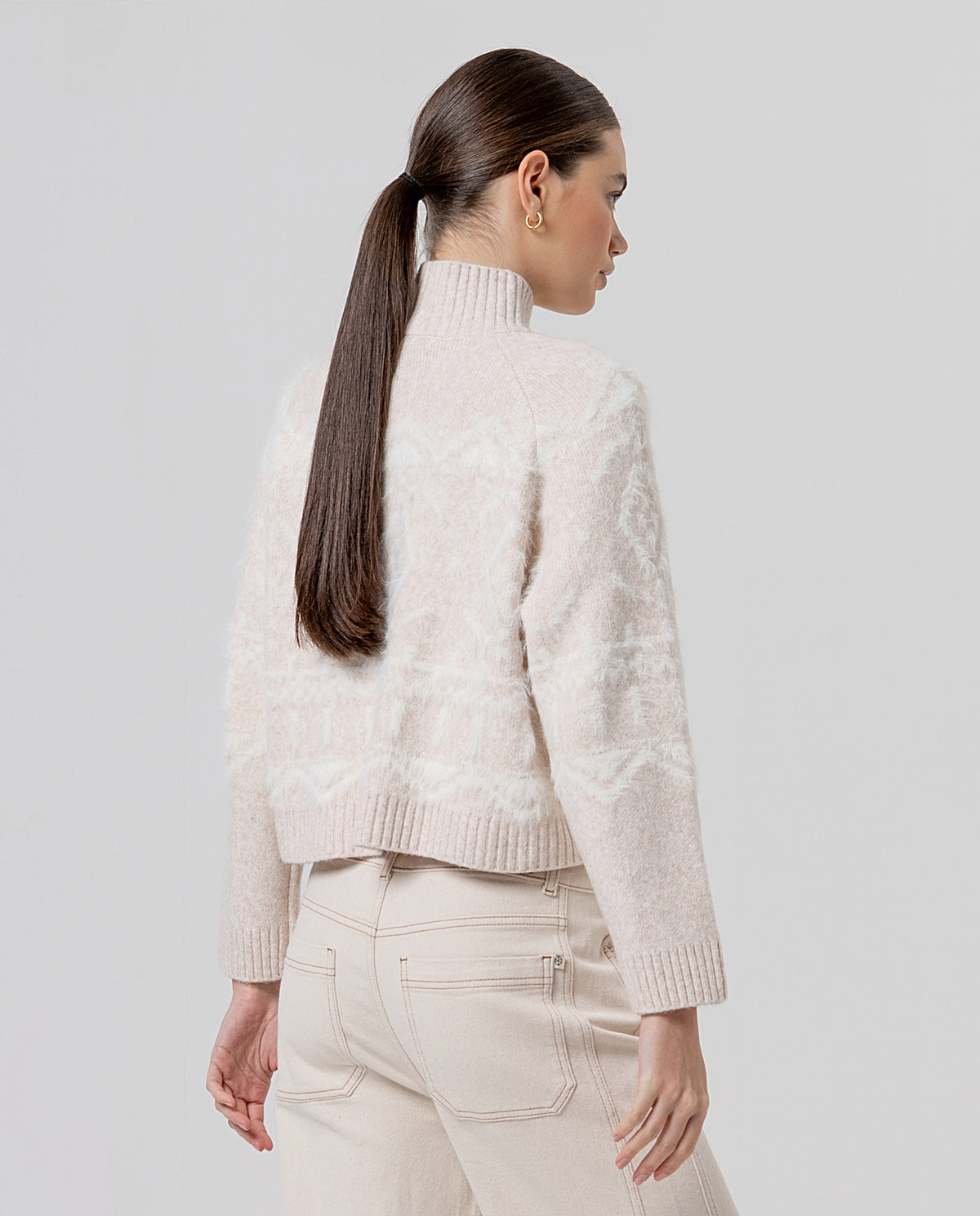 Jacquard cardigan Ecru