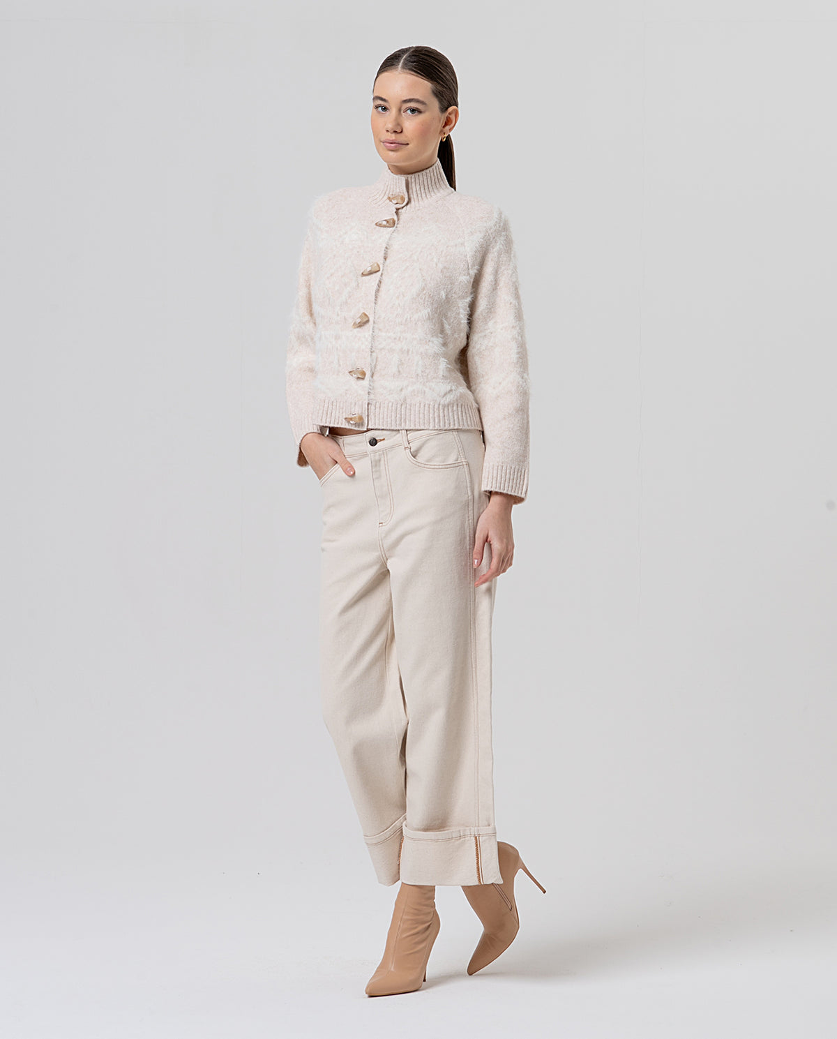Jacquard cardigan Ecru