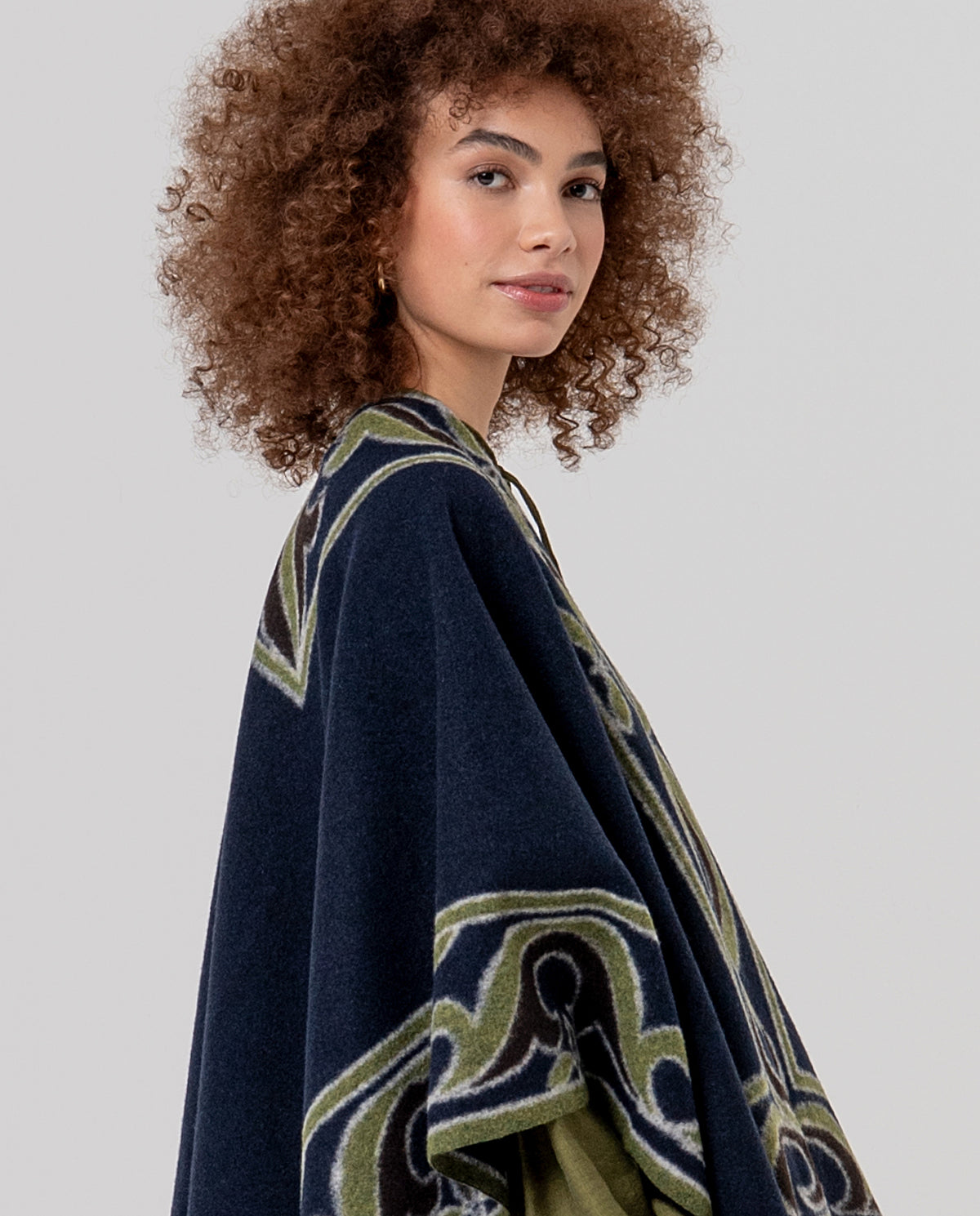 Jacquard poncho Navy