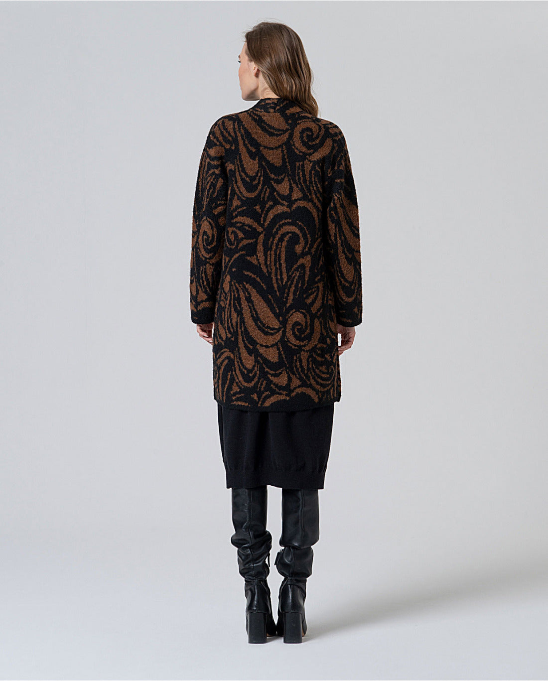Jacquard buckle coat brown