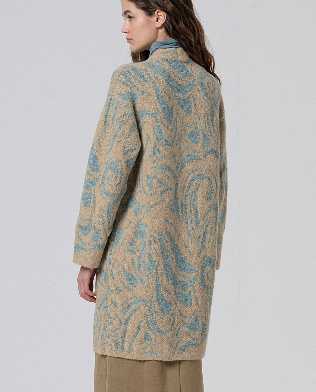 Jacquard buckle coat blue