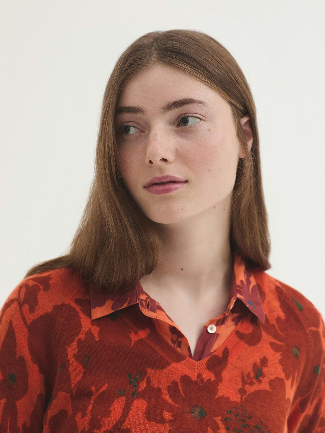 Penelope Flowers print sweater Intense Terracotta