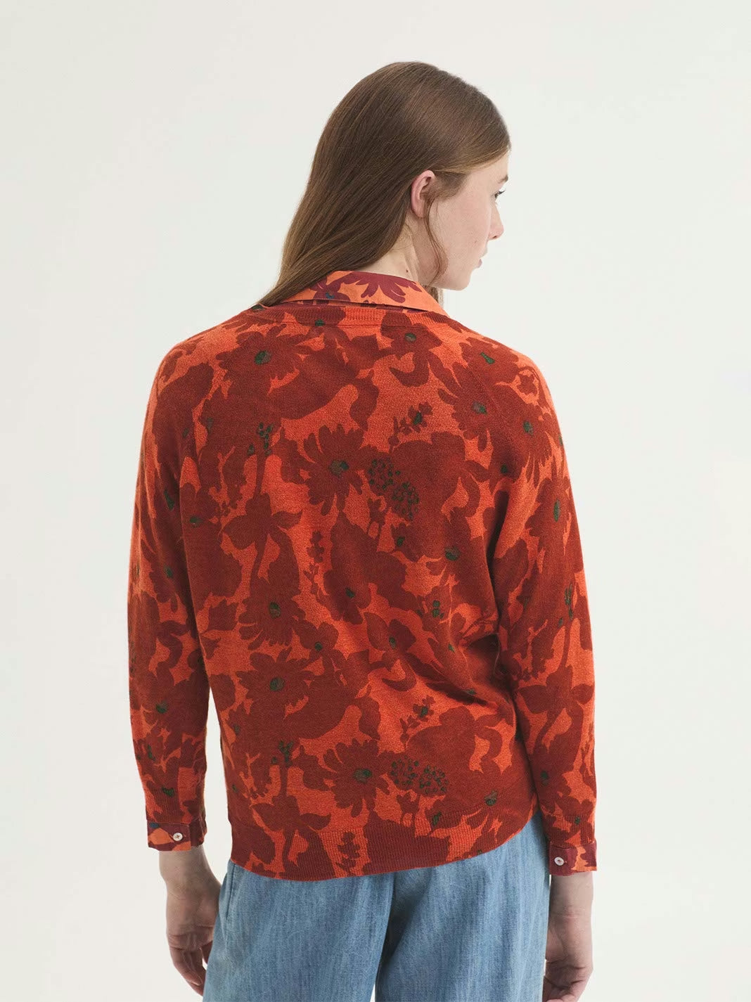 Penelope Flowers print sweater Intense Terracotta