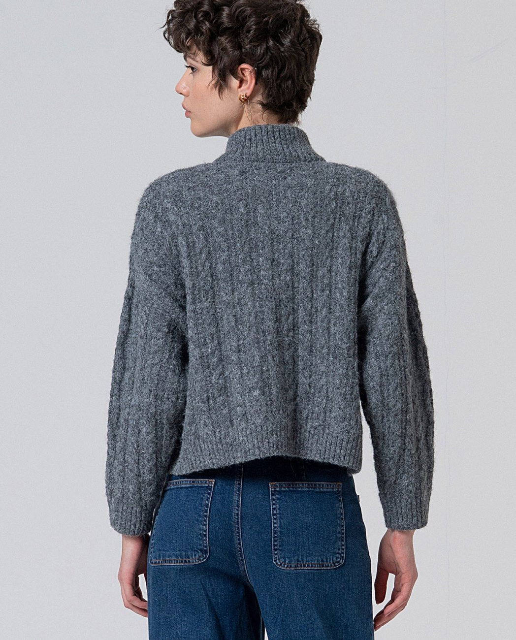 Oversized cable-knit cardigan Grey
