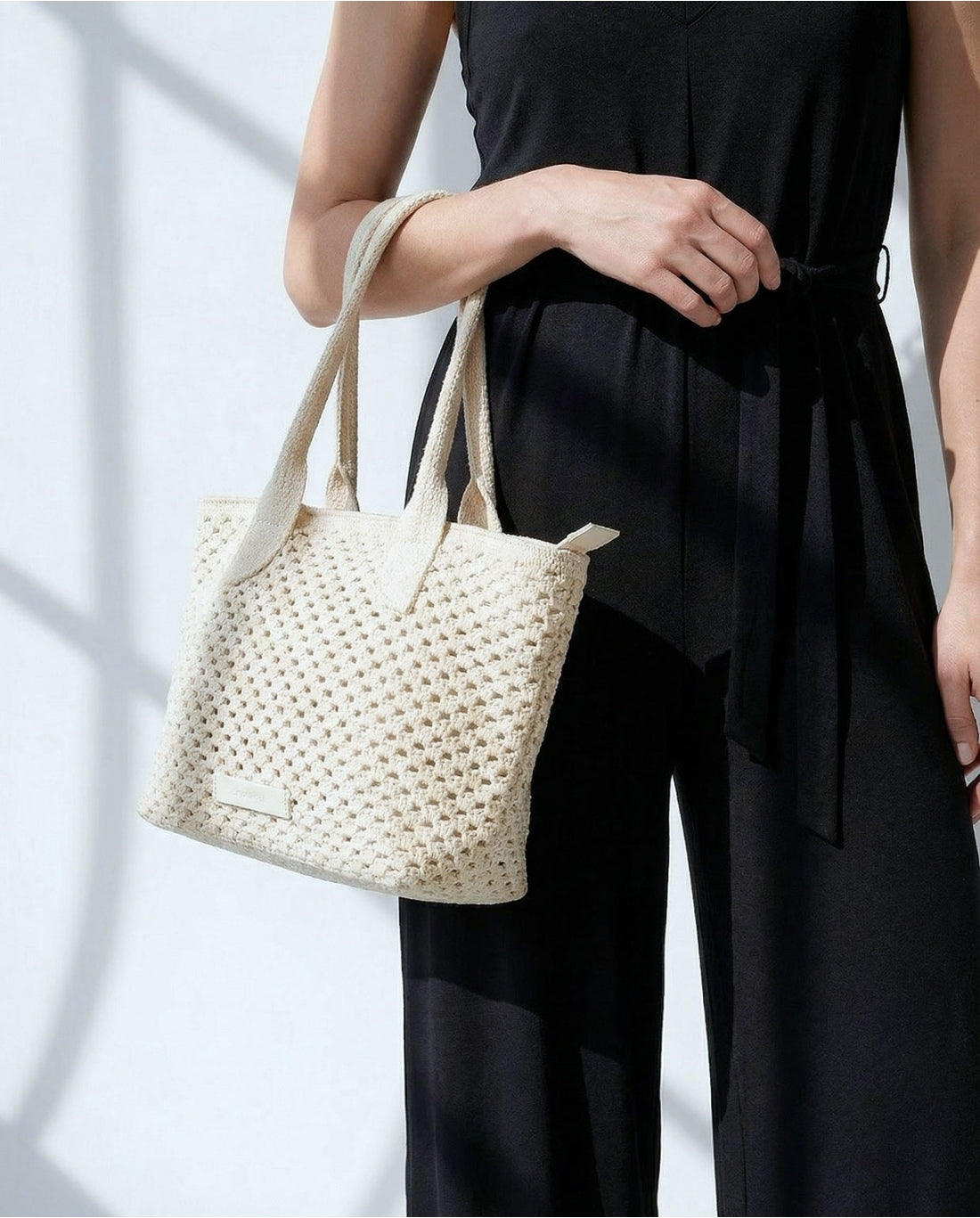Knit shopper bag Ecru