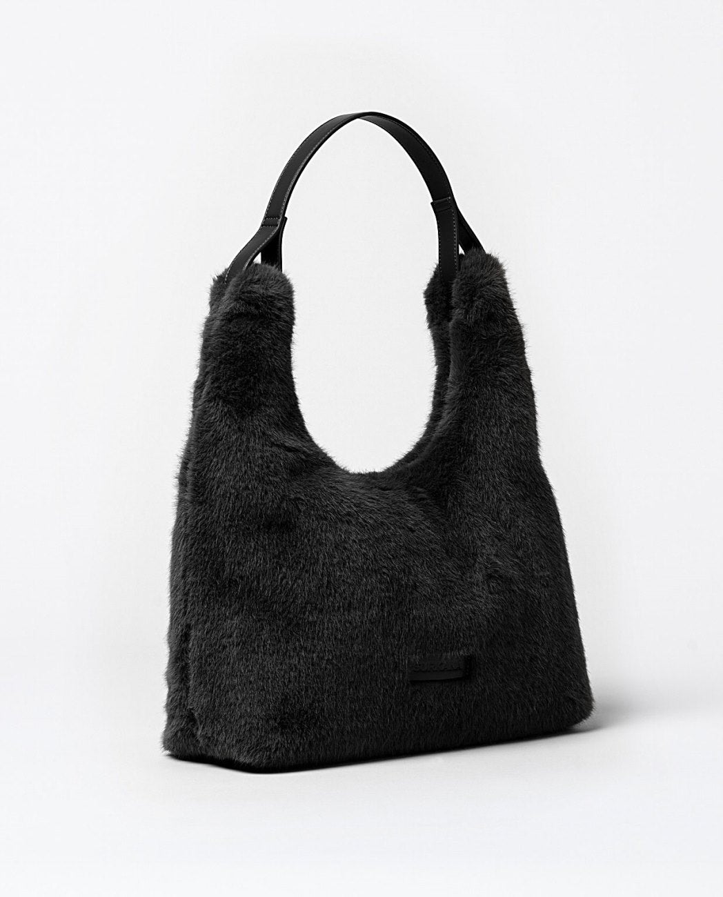 Faux fur shoulder bag Black