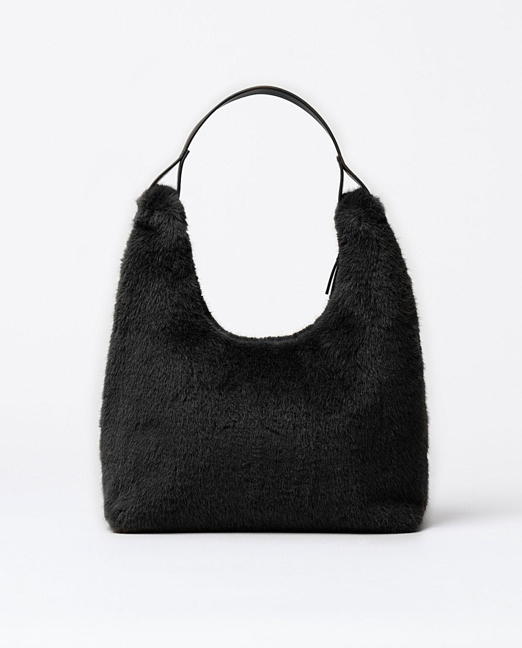 Faux fur shoulder bag Black