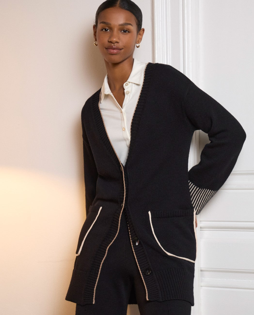 Long cardigan with pockets black