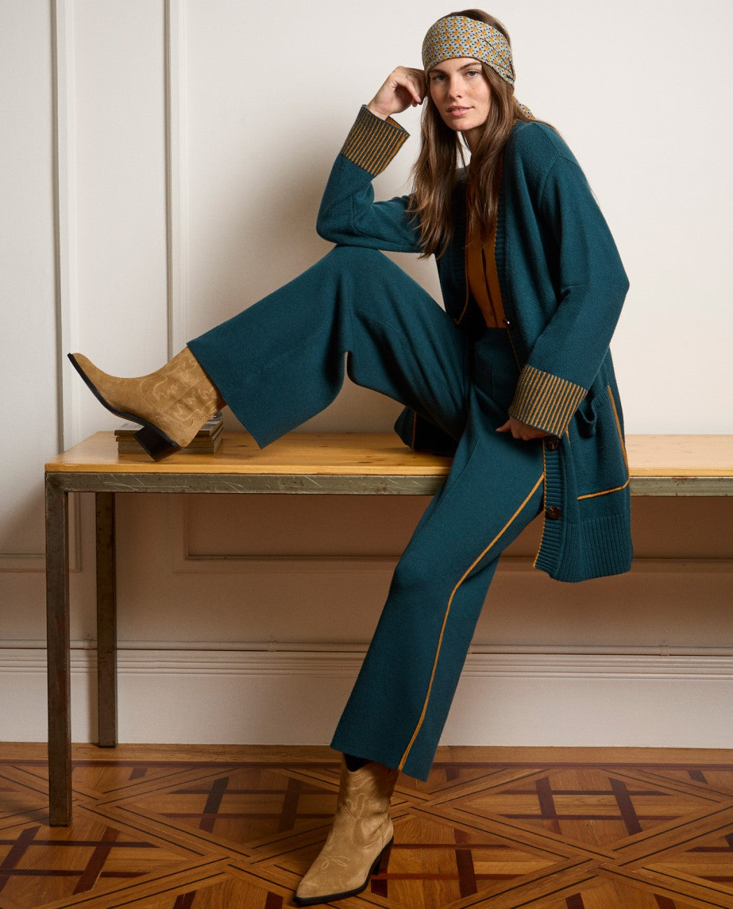 Long cardigan with pockets green