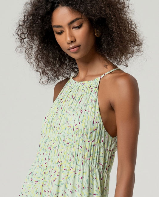 Long printed dress Light Green