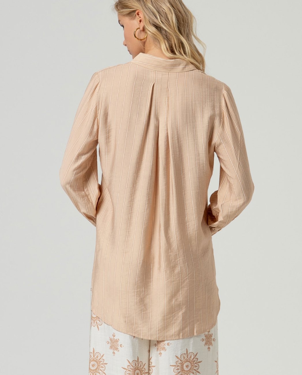 Long shirt stripped Beige