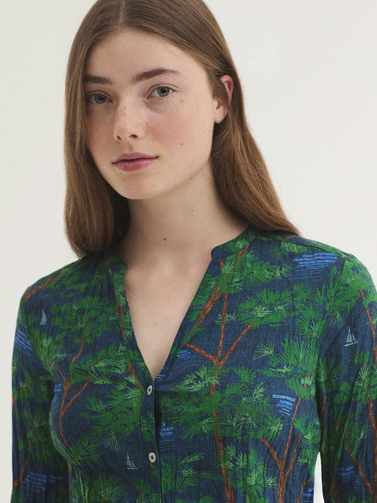 Pine Trees print shirt Blue