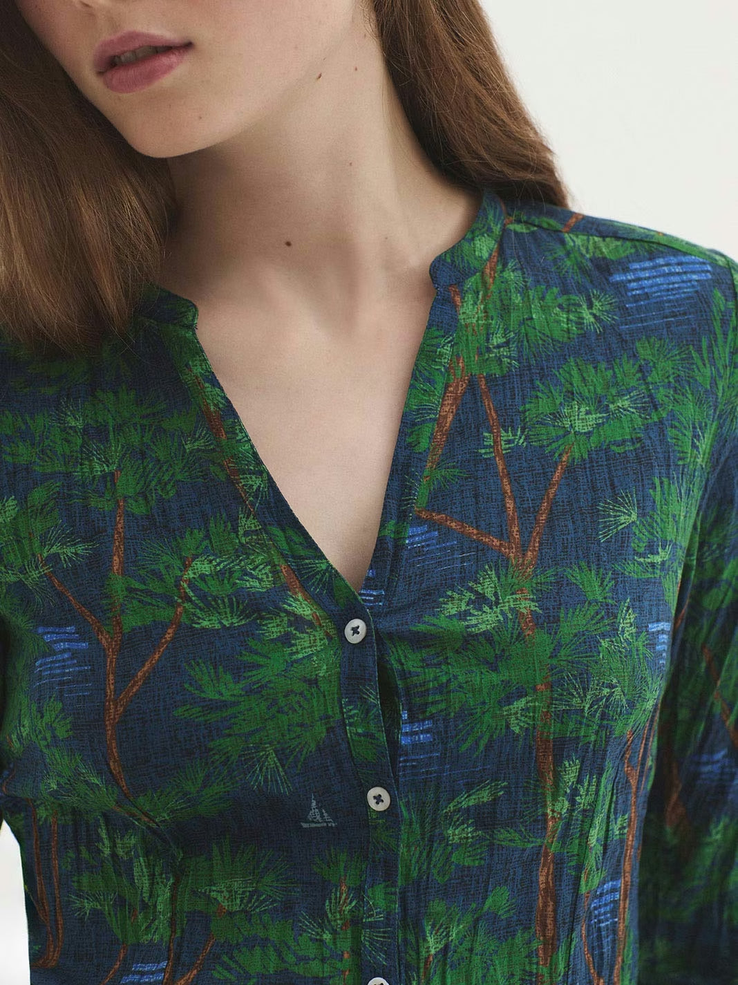Pine Trees print shirt Blue