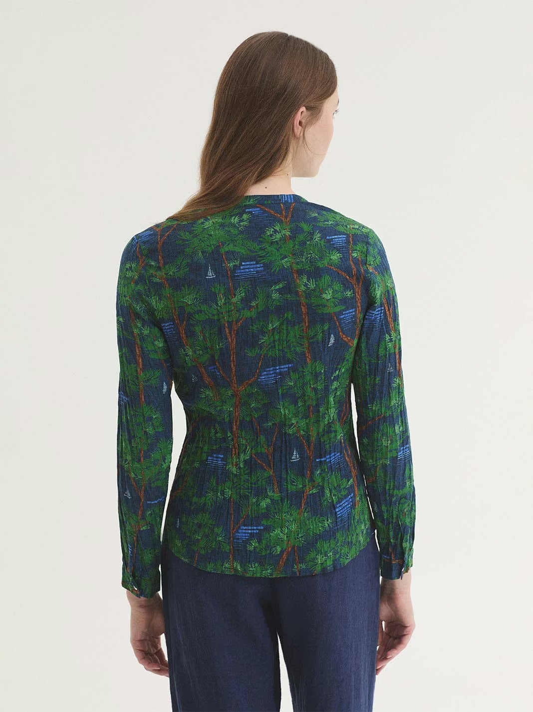 Pine Trees print shirt Blue