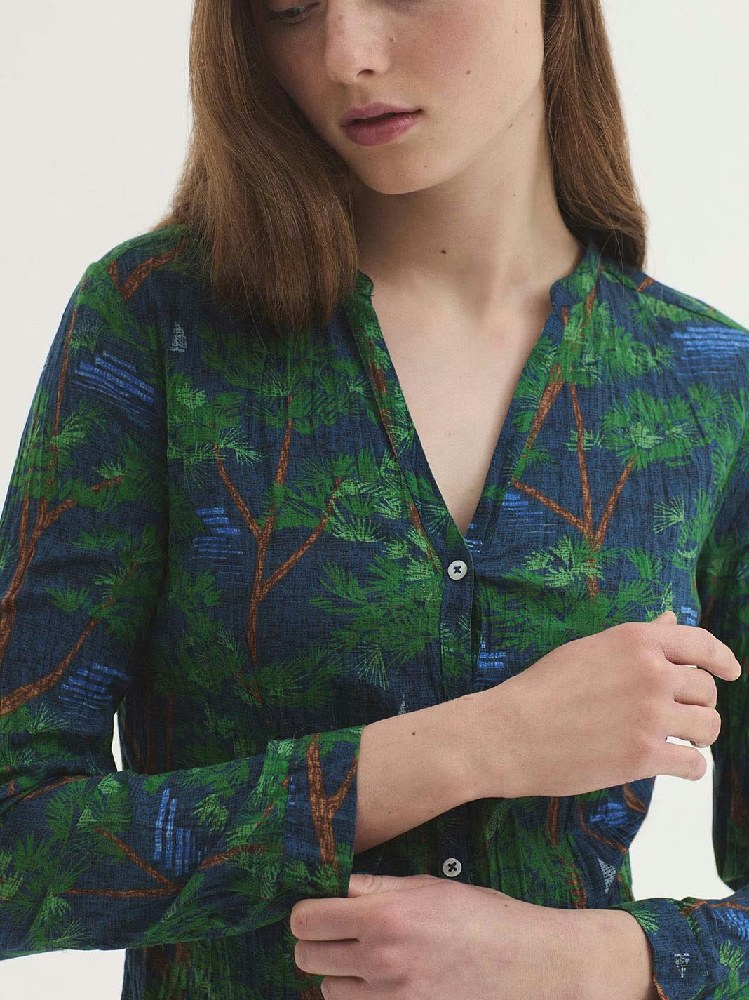 Pine Trees print shirt Blue
