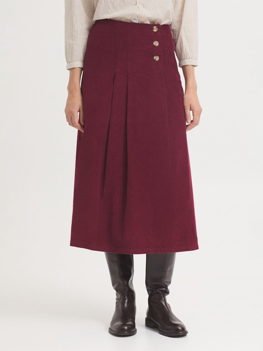 Darted micro corduroy skirt