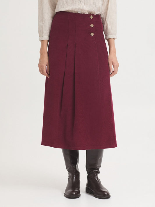 Darted micro corduroy skirt