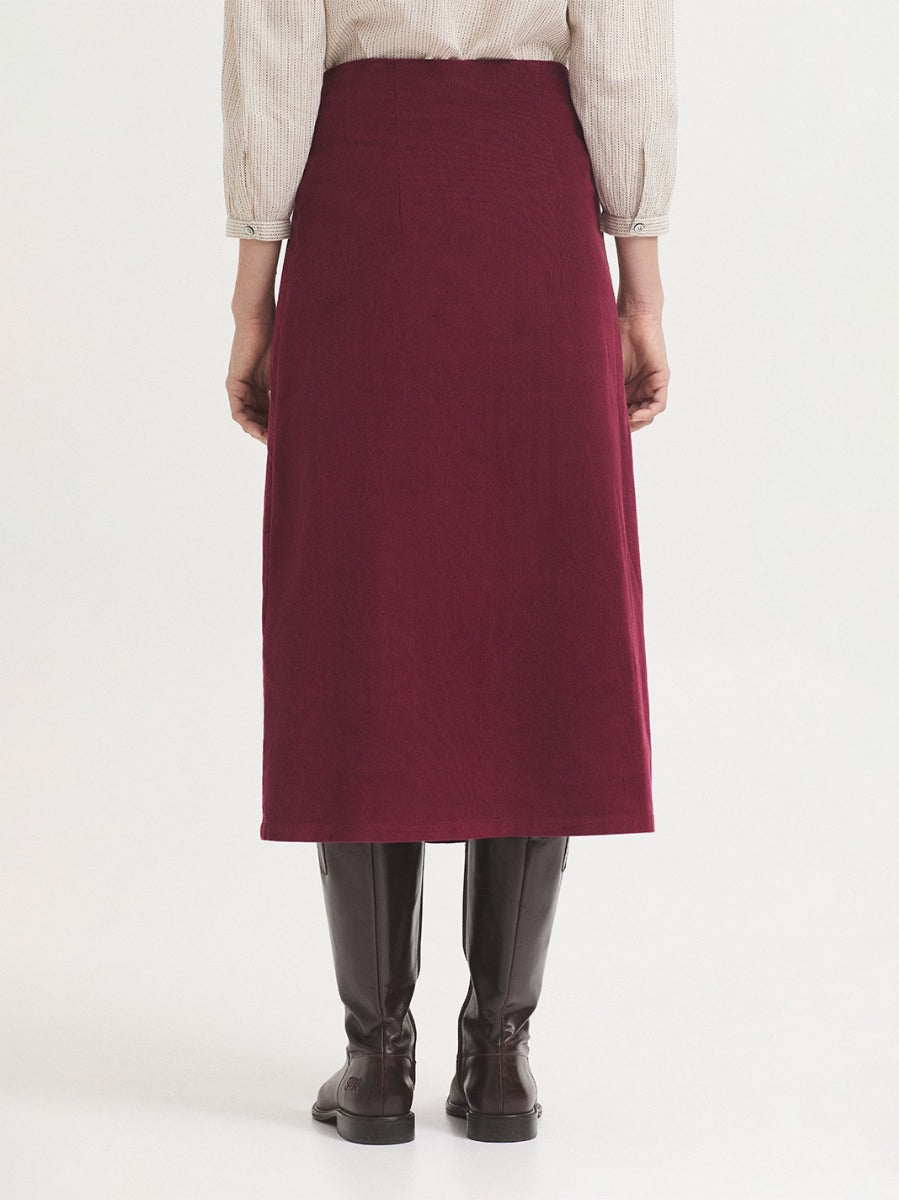 Darted micro corduroy skirt
