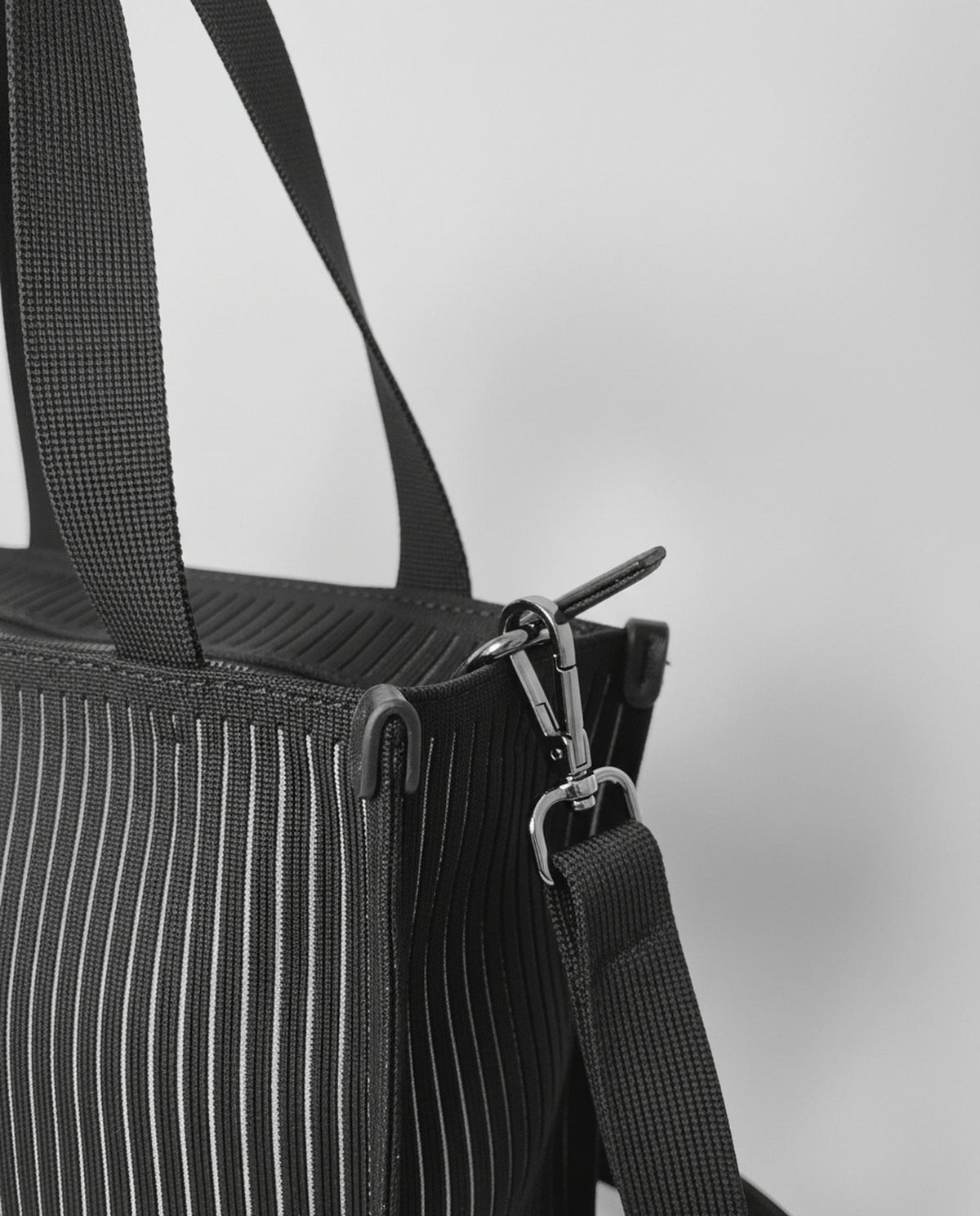 Stripped mini shopper bag Black