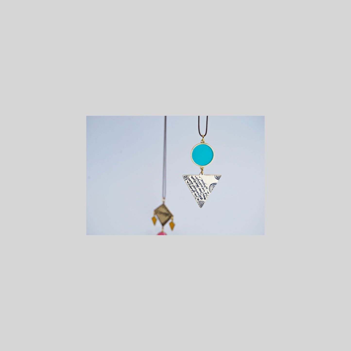 Necklace bronze triangle Turquoise