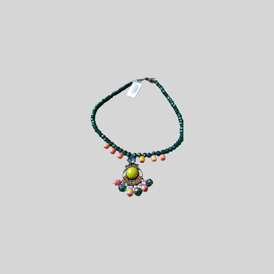 Necklace glass stones Dark Green