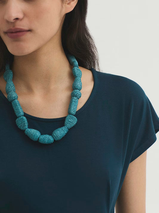 Raffia necklace Turquoise