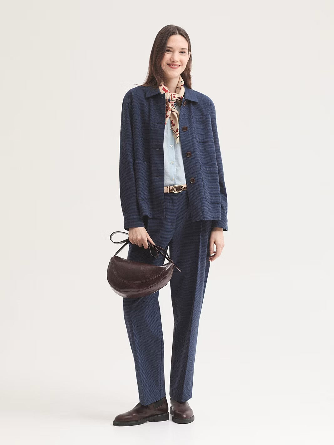 Houndstooth brushed trousers Blue