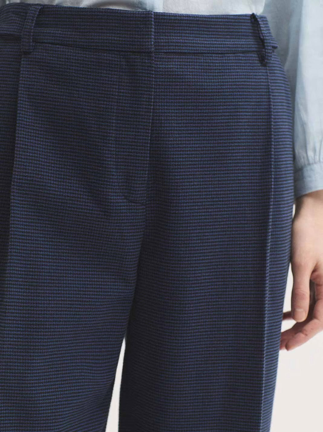 Houndstooth brushed trousers Blue